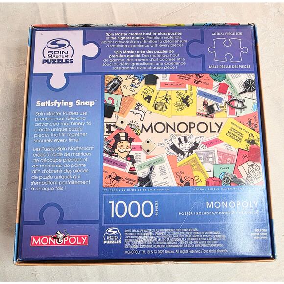 Spin Master Puzzles Monopoly Puzzle 1,000 Piece 27"x20" - Picture 2 of 2
